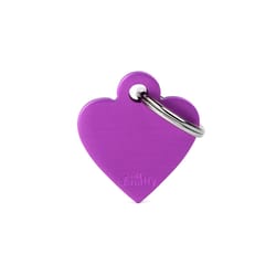 MyFamily Basic Purple Heart Aluminum Dog Pet Tags Small