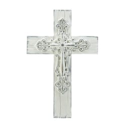 Wings of Devotion 13.5 in. H X 0.5 in. W X 9 in. L White Poly Resin Wall Cross