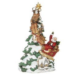 Roman Holiday Multicolored Santa and Deer Riding Up to the Sky Table Decor 15 in.