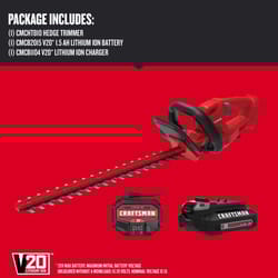 Craftsman V20 CMCHT810C1 20 in. 20 V Battery Hedge Trimmer Kit (Battery &amp; Charger)
