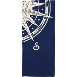 Homefires 26 in. W X 60 in. L Cream/Navy Sailor's Compass Polypropylene Runner Rug