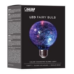 Feit G25 E26 (Medium) LED Bulb Multi-Colored 1 Watt Equivalence 1 pk