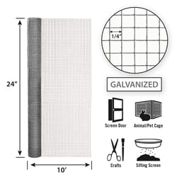 Garden Craft 24 in. H X 10 ft. L Galvanized Steel Hardware Cloth 1/4 in.