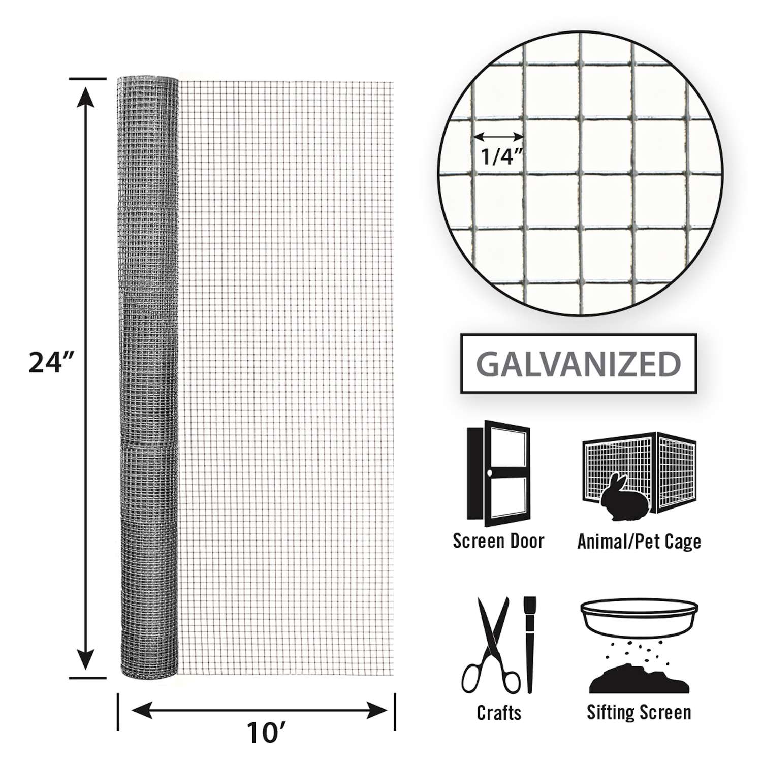 Garden Craft 24 in. H X 10 L Steel Hardware Cloth Garden Craft 24 in. H X 10 L Steel Hardware Cloth
