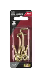 Ace Small Polished Brass Green Brass 2.5 in. L Hook and Eye 2 pk