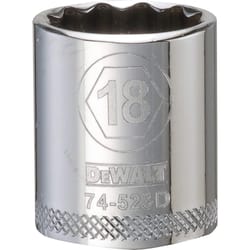 DeWalt 18 mm X 3/8 in. drive Metric 12 Point Socket 1 pc