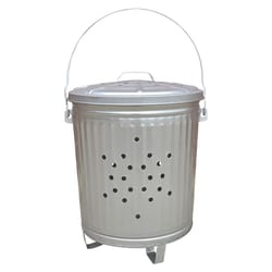 Behrens 7.5 gal Silver Galvanized Steel Trash Burner Can Lid Included Animal Proof/Animal Resistant