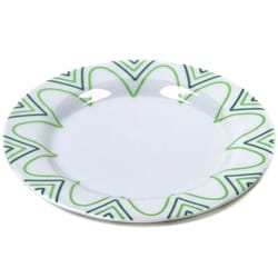 Chef Craft White with Green and Blue Lines Plastic Plate