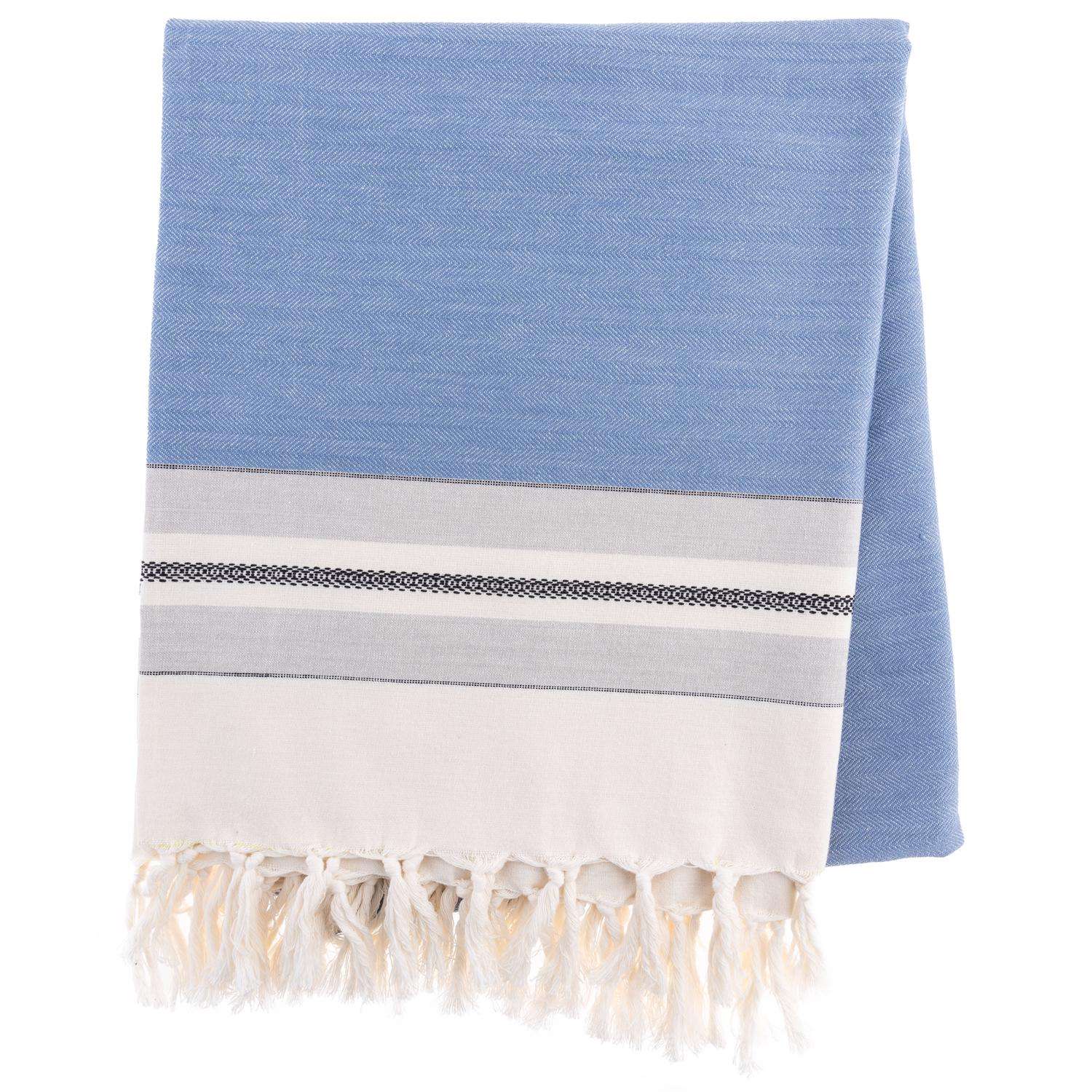 Karma Gifts 60 in. W X 50 in. L Periwinkle Cotton Beach Throw Blanket
