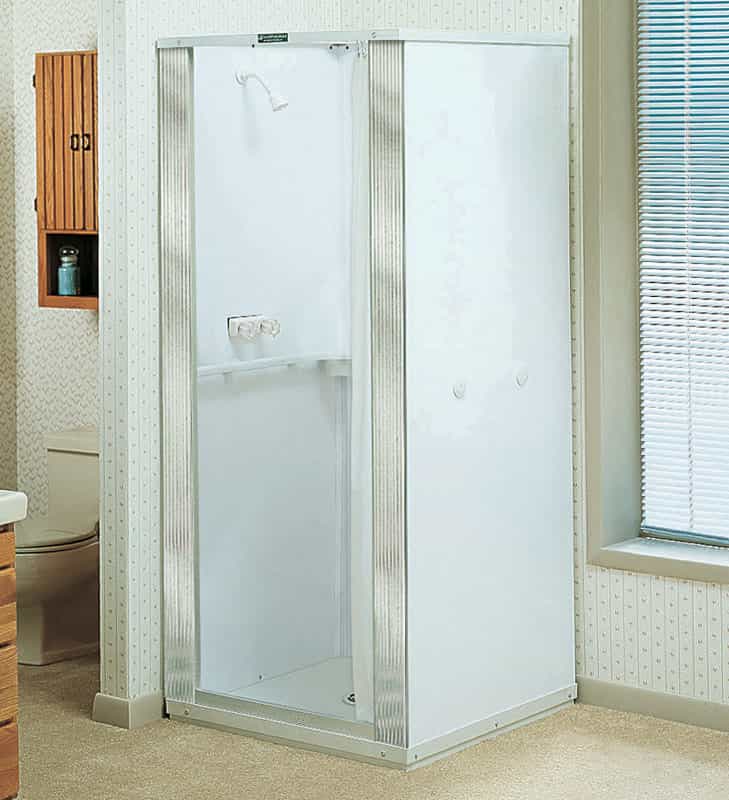 Mustee Durastall 75.5 in. H x 36.5 in. W x 36.5 in. L White Shower