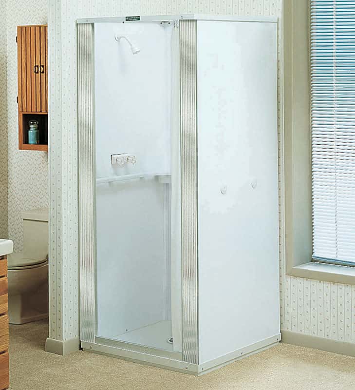 Mustee Durastall 75.5 in. H x 36.5 in. W x 36.5 in. L White Shower