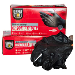 Great Stuff Nitrile Disposable Gloves Large Black Powder Free 100 pk