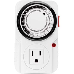 iPower Indoor and Outdoor 24 Hour Mechanical Timer 120 V White