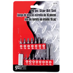 Performance Tool Project Pro Star Drive Bit Set Steel 16 pc