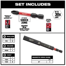 Milwaukee Shockwave Assorted 3 in. L Magnetic Drive Guide and Bit Set Alloy Steel 7 pc