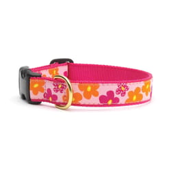 Up Country Pink Flower Power Nylon Dog Collar Large