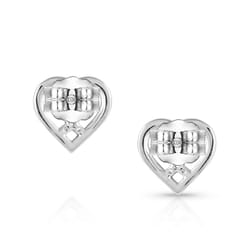 Montana Silversmiths Women's Connected in Faith Crystal Heart Silver Earrings Brass Water Resistant