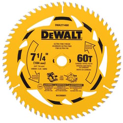 DeWalt 7-1/4 in. D X 5/8 in. Tungsten Carbide Tipped Circular Saw Blade 60 teeth 1 pk