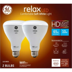 GE Relax HD BR30 E26 (Medium) LED Floodlight Bulb Soft White 65 Watt Equivalence 2 pk