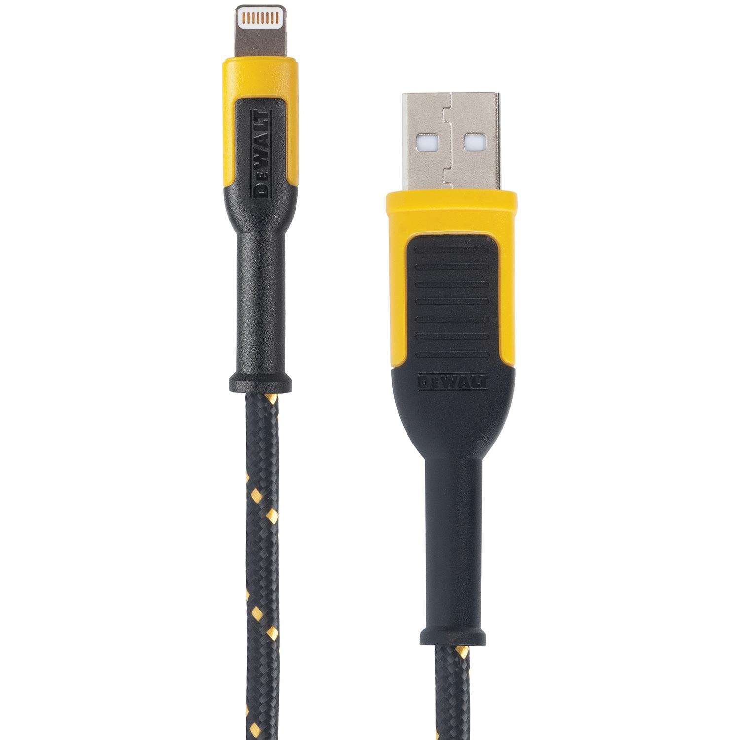 dewalt lightning to usb charge and sync cable 4 ft. black/yellow