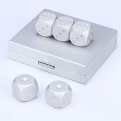 Mad Man Dice Game Set Silver Brushed