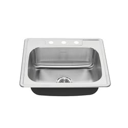 American Standard Colony Steel Top Mount 25 in. W X 22 in. L Single Bowl Kitchen Sink Silver