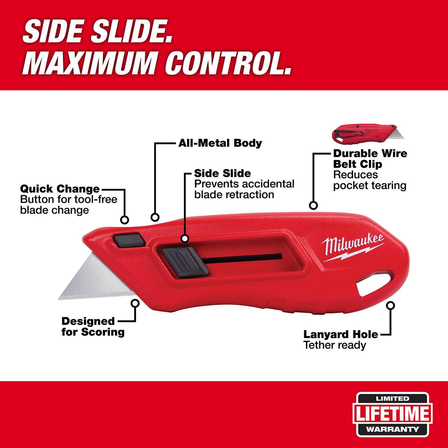 Milwaukee 5 in. Sliding Compact Utility Knife Red - Ace Hardware