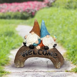 Exhart Resin Multi-color 11 in. Welcome Gnome Garden Statue