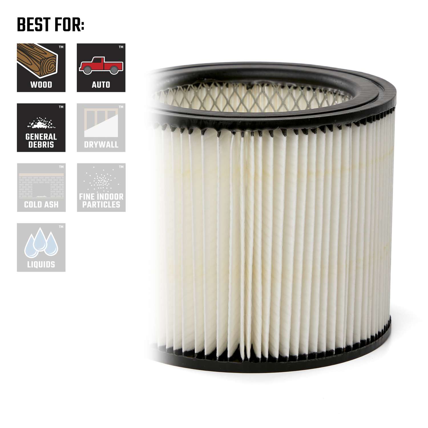 Craftsman 6 in. L x 6 in. W x 5-5/8 in. Dia. Wall Vac Filter 1 pc ...