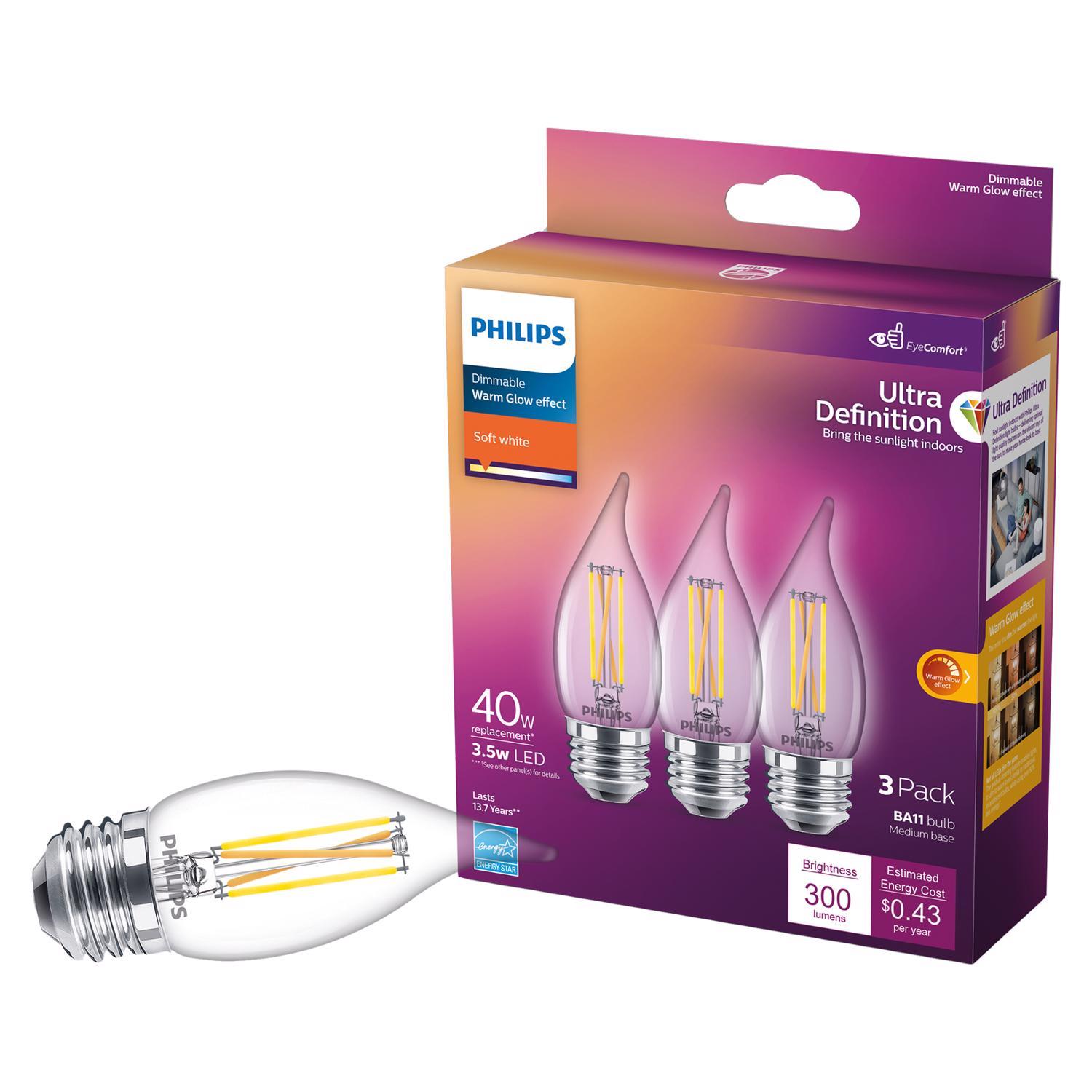 Photos - Light Bulb Philips Ultra Definition BA11 E26  LED Bulb Soft White 40 Watt Equ (Medium)