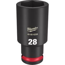 Milwaukee Shockwave 28 mm X 1/2 in. drive Metric/SAE 6 Point Deep Impact Socket 1 pc