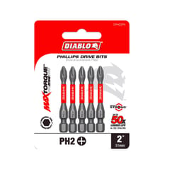 Diablo Phillips #2 X 2 in. L Driver Bit Black Oxide 5 pk