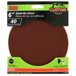 Gator 6 in. Aluminum Oxide Adhesive Sanding Disc 40 Grit Extra Coarse 3 pk