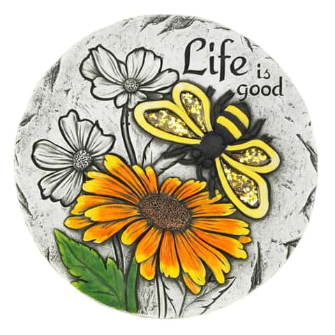 Summerfield Terrace Multi-color Cement 10 in. H Life is Good Sunflower  Stepping Stone