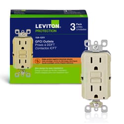 Leviton SmartlockPro 15 amps 125 V Duplex Ivory GFCI Outlet 5-15R 3 pk