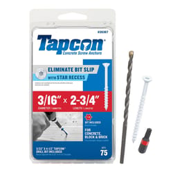 Tapcon 3/16 in. in. X 2-3/4 in. L Star Flat Head High/Low Concrete Screws