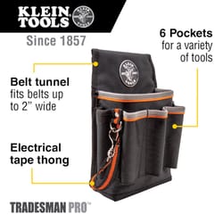 Klein Tools Tradesman Pro 6.75 in. W X 10 in. H Ballistic Polyester Tool Pouch Black 1 pc