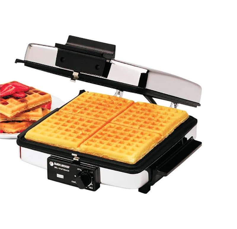 Black+Decker 4 waffle Black Stainless Steel Waffle Maker Sansujyuku sansujyuku.com