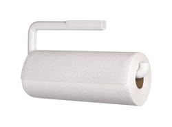 Spectrum White Plastic Wall Mount Folding Paper Towel Holder