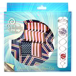Spinfinity Designs Multi-color Stainless Steel 6.5 in. US Flag Mini Set Outdoor Spinner