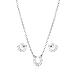 Montana Silversmiths Women's White Opal Horseshoe Silver Jewelry Sets Water Resistant