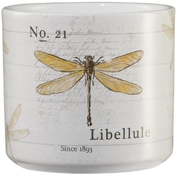 SK 2.7 in. H X 3.15 in. D Clay Vintage Animal Libellule Ceramic Pot Whitewash