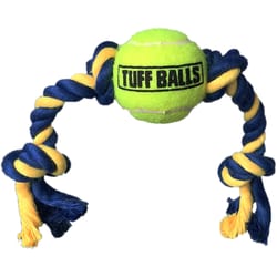 Petsport Tuff Ball Green Polyster/Rubber Rope with Tennis Ball Dog Toy Mini/Small 1 pk