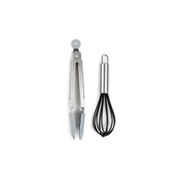 Core Home Silver Silicone/Stainless Steel Whisk Tong Set