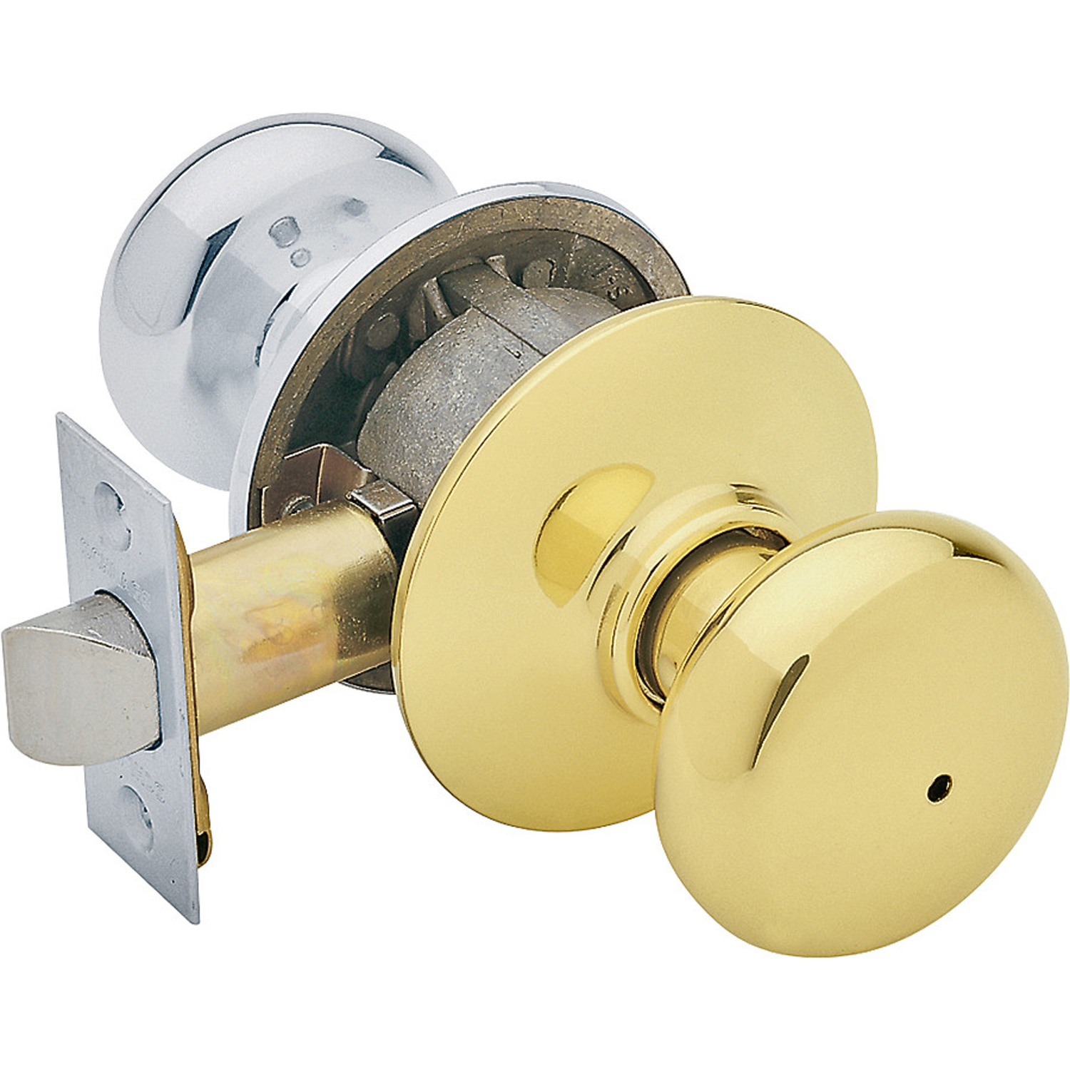 Photos - Door Handle Bright Schlage Plymouth  Brass/ Chrome Privacy Lock Right or Left Han 