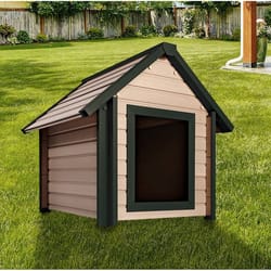DogiPot Extra Large Wood/Polyfiber Dog House Natural/Green 38 in. H X 35.5 in. W X 44 in. D