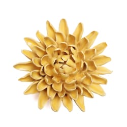 Chive English Garden 2 in. H X 4.5 in. L Glazed Yellow Ceramic Chrysanthemum Wall Flower