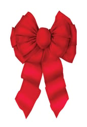 Holiday Trims Red 11 Loop Fancy Hand-Tied Wired Christmas Bow 13 in.