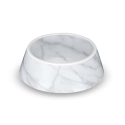 TarHong Gray/White Carrara Marble Plastic Medium Pet Bowl For Cat/Dog