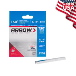 Arrow T50 3/8 in. W X 5/16 in. L 18 Ga. Flat Crown Heavy Duty Staples 1250 pk